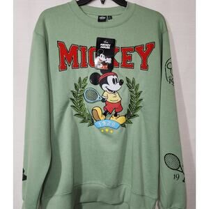 Mickey mouse tennis green sweatshirt men's Medium NWT